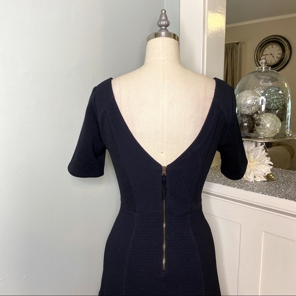 Anthropologie Black Flounce Hem Fit & Flare Dress XS 2 - Picture 6 of 9